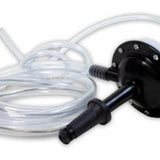 Black filler unit with white hose on a white background