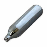 Silver CO2 cartridge on a white background