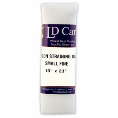 LD Carlson, straining bag with a label on a white background