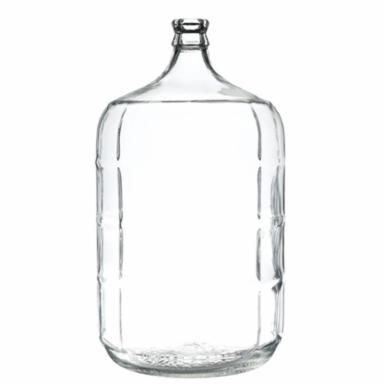 Clear glass carboy on a white background