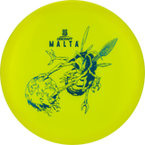 Discraft Malta disc golf disc with a bee illustration on a yellow background