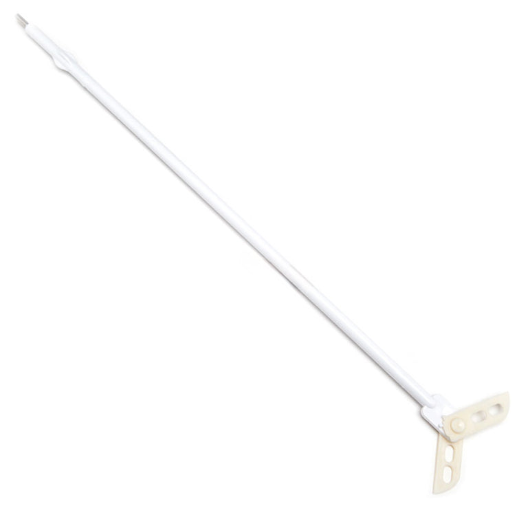 tool with a long shaft and propeller blades on one end on a white background