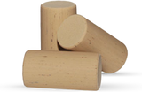 Three synthetic wine corks on a white background