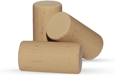 Three synthetic wine corks on a white background