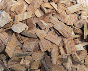 Close-up of wood chips with a brown color.