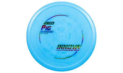 Blue disc golf disc with 'Innova' branding on a transparent background