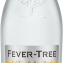 Fever-Tree tonic water bottle with gold cap and label on a white background