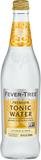 Fever-Tree tonic water bottle with gold cap and label on a white background