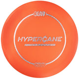 Orange disc golf disc with 'DGA HyperCane' branding on a white background