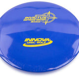 Blue disc golf disc with 'Innova Disc Golf' branding on a white background