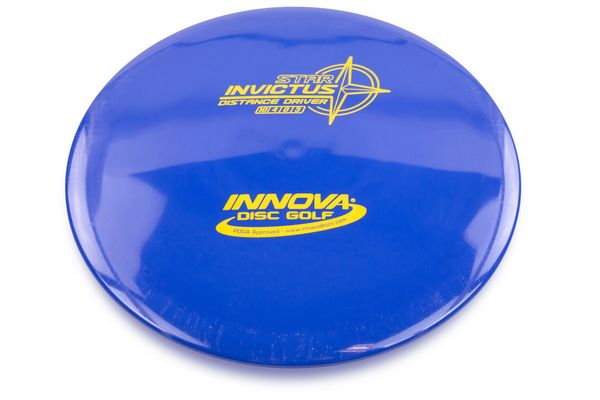 Blue disc golf disc with 'Innova Disc Golf' branding on a white background