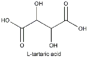 chemical structure of tartaric acid on white background