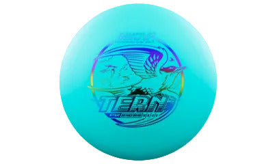 Turquoise disc golf disc with branding on a transparent background