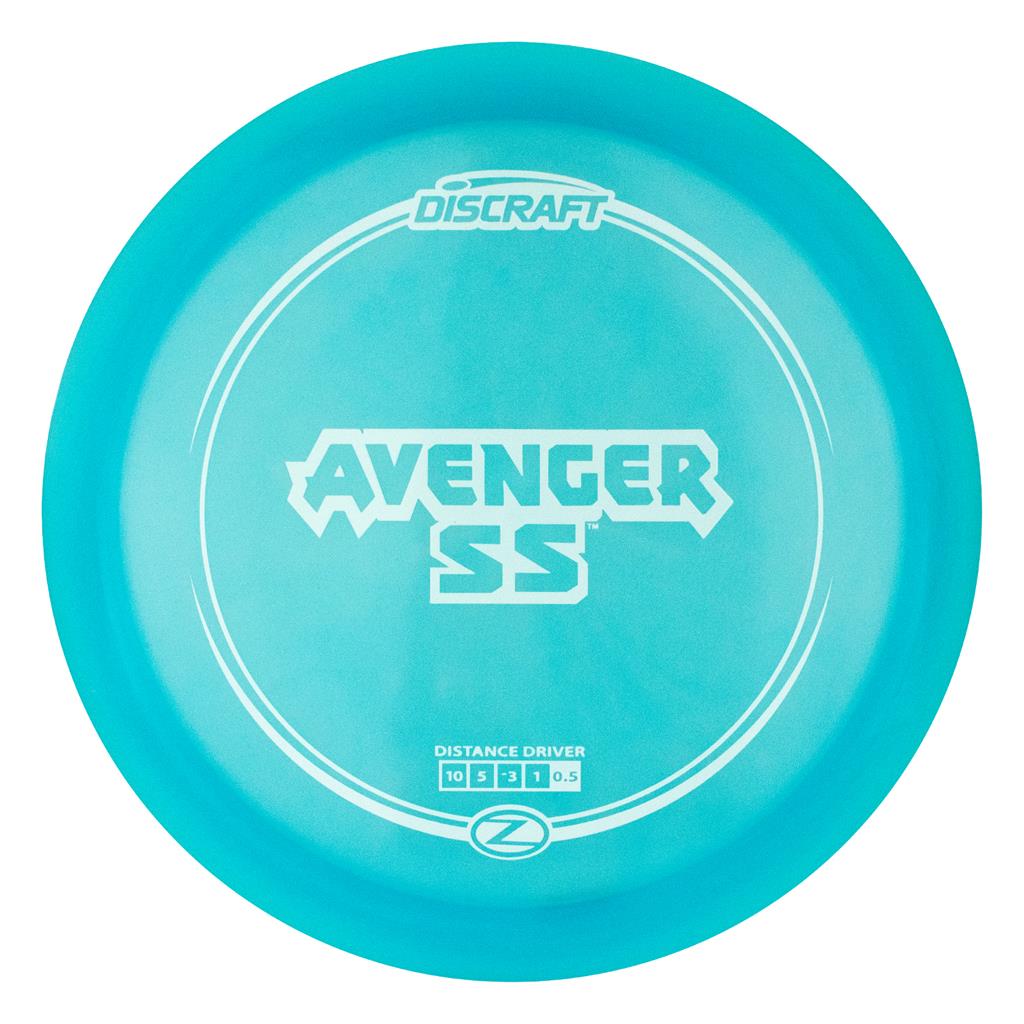 Blue Discraft Avenger SS disc golf disc on a white background
