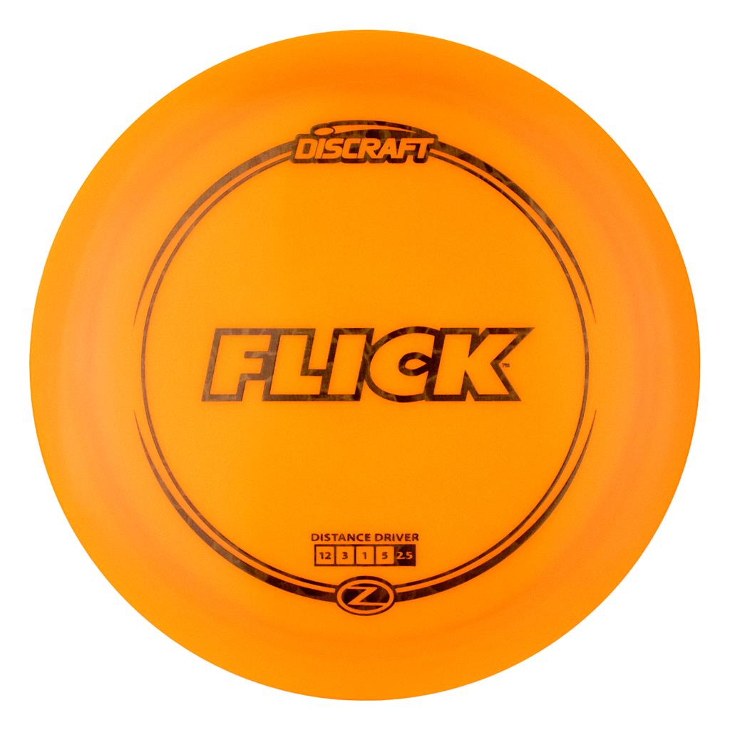 Orange Discraft Flick disc golf disc on a white background