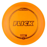 Orange Discraft Flick disc golf disc on a white background